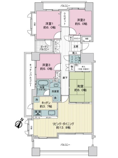 志賀本通シティハウスの間取図