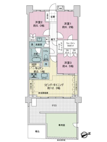 ライオンズ横濱仲町台ヴィアーレの間取図