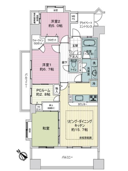 ライオンズマンションセントワーフ横濱の間取図