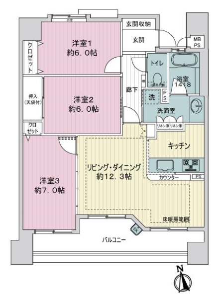 ライオンズマンション富士見町の間取図