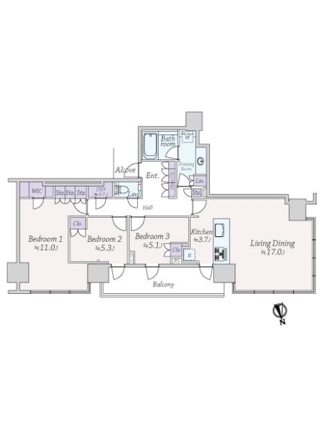 プラウドタワー芝浦の間取図