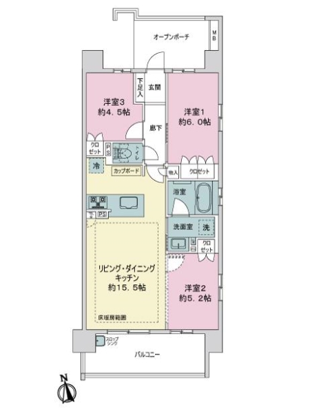 ファミリアーレ茶屋ヶ坂の間取図