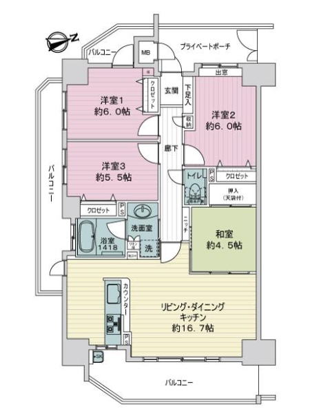 ヴィラージュ堀越弐番館　光彩の街の間取図