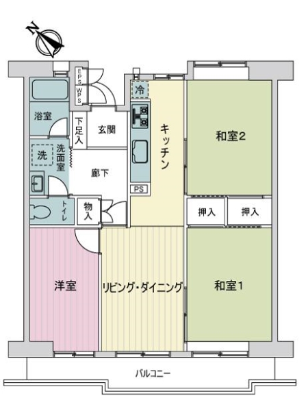 美浜東エステ－ト４号棟の間取図
