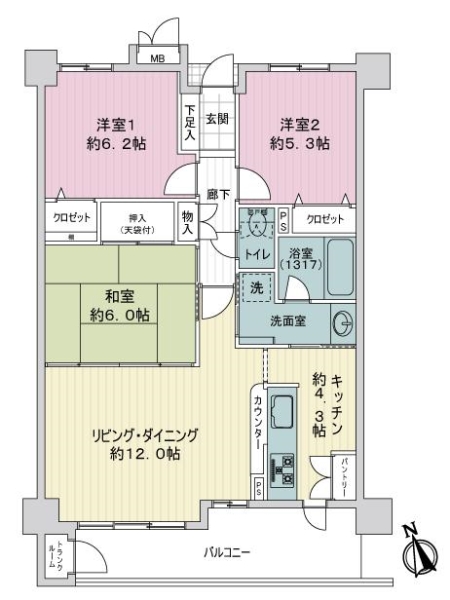 サンマンションアトレ一宮文京の間取図