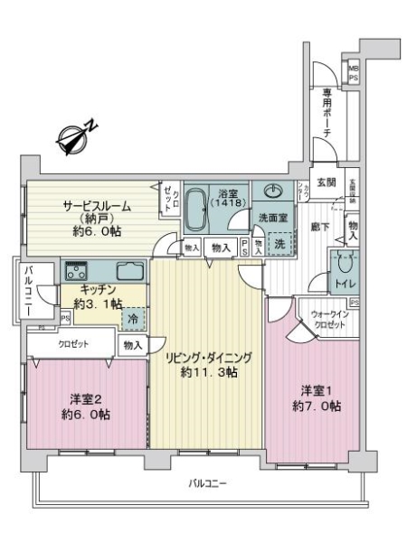 ライオンズヒルズ津田沼弐番館の間取図