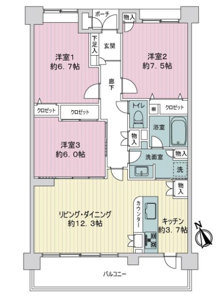 イトーピア山手の間取図