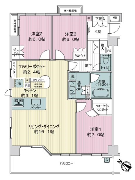 グランアジール都筑ふれあいの丘の間取図