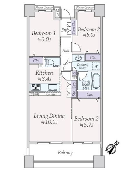 アデニウム新横浜の間取図