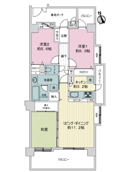 ライオンズガーデン武蔵関公園壱番館の間取図