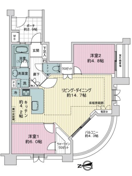 グランシティ荏原の間取図