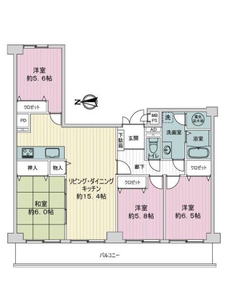 豊中緑ケ丘サンハイツの間取図