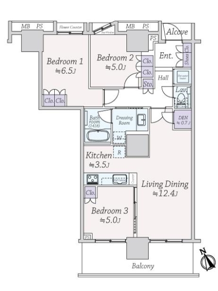 プラウドタワー東雲キャナルコートの間取図