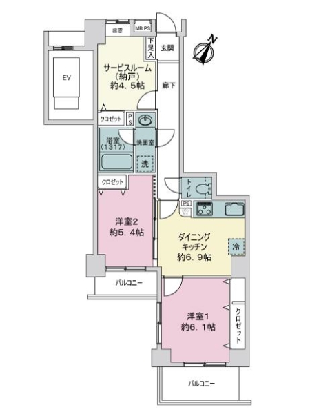 ライオンズマンション町田森野の間取図