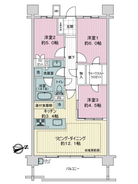 ライオンズ港北ニュータウンローレルコートの間取図