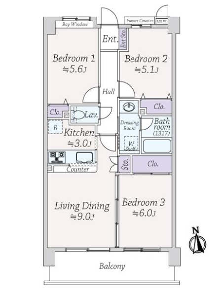 ライオンズマンション中野桃園の間取図
