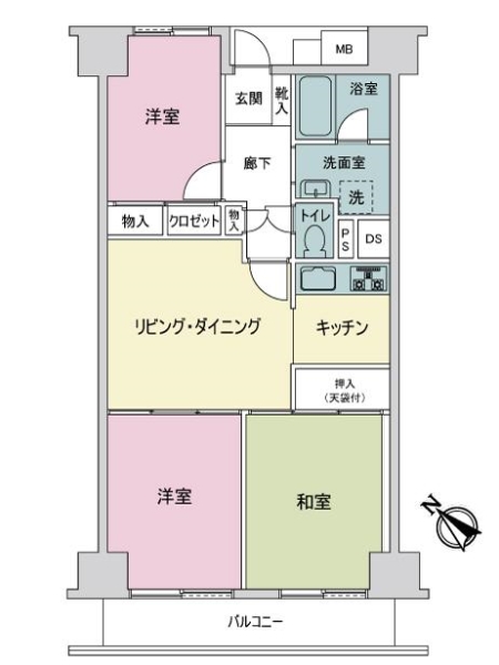 西葛西ビューハイツＡ棟の間取図