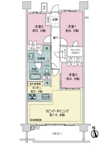 ライオンズ港北ニュータウンローレルコートの間取図