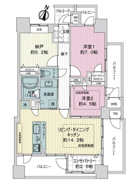 ワコーレ六甲道オービット－１の間取図