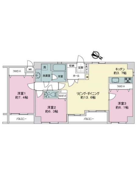 クレアセンターマークの間取図