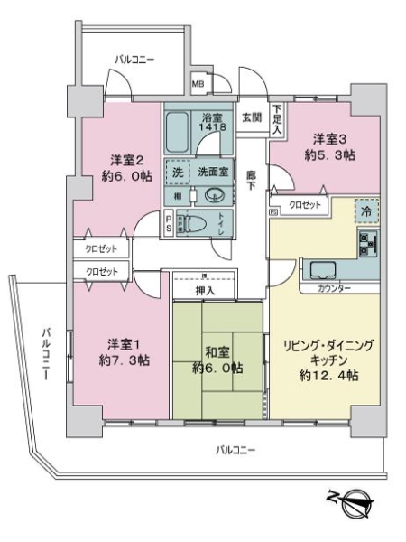 グランイーグルウィング川崎の間取図
