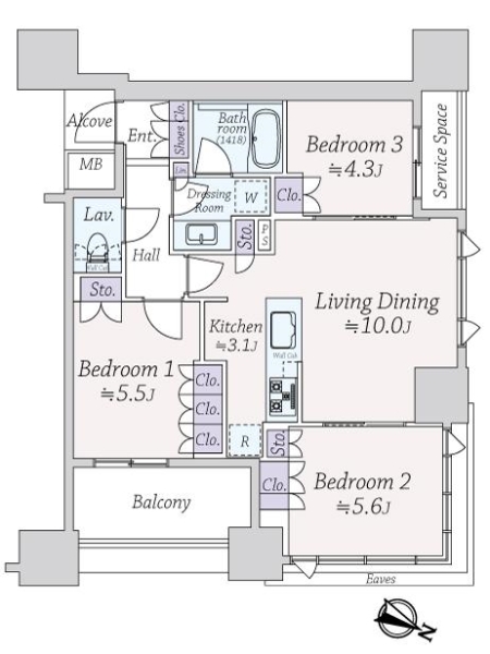 ウエリスタワー京町堀の間取図