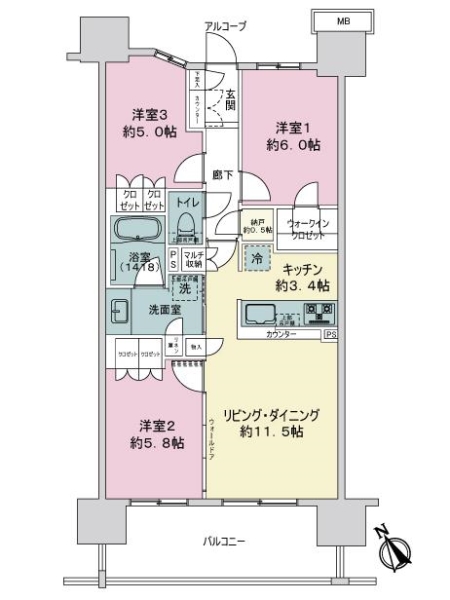 オーベルグランディオ千住大橋エアーズの間取図