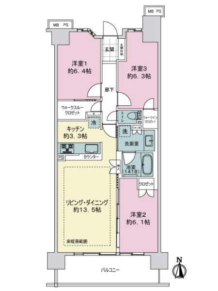 ザ・シーズンズ　グランアルト越谷レイクタウンの間取図