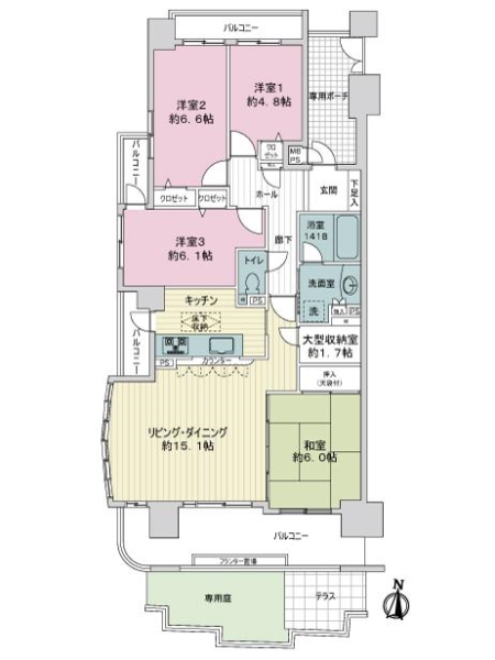 ライオンズマンションニューシティ日進の丘３番館の間取図