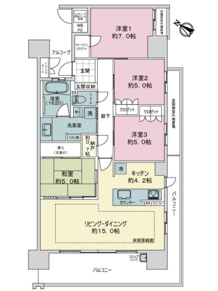 ライオンズ茨木ニューシティＢ街区の間取図