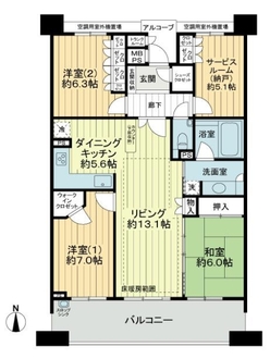 ライオンズマンション茨木ヒルズの間取図