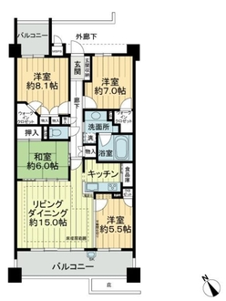 ライオンズガーデン鳴海弐番館の間取図