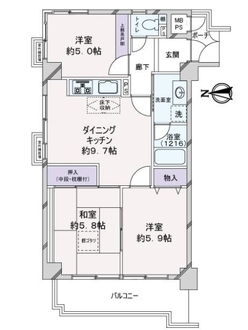ライオンズマンション東園田の間取図