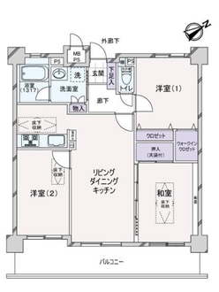 ライオンズマンション皆賀の間取図