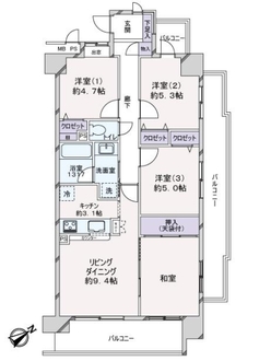 ライオンズガーデンシティ平井の間取図