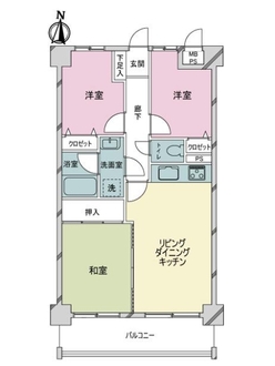ライオンズマンション楽々園第二の間取図