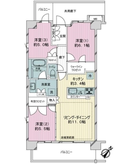 プラネスーペリア松戸秋山ウエストの間取図