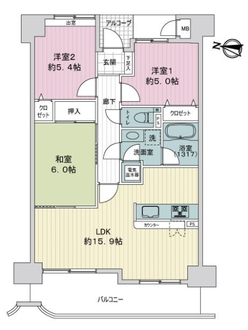 パラッシオ楽々園シービスタの間取図