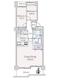 藤和茅ヶ崎ハイタウン２号棟の間取図