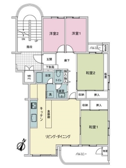 港北ニュータウンかしの木台ハイツ５号棟の間取図