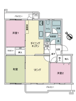 西原グリーンハイツ５号棟の間取図