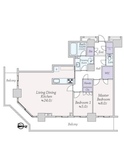 リエトコート武蔵小杉　ＴＨＥ　ＣＬＡＳＳＹ　ＴＯＷＥＲの間取図
