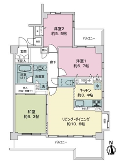 ラ・ヴァンス武蔵関の間取図