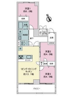 ライオンズマンション虹ヶ丘Aの間取図