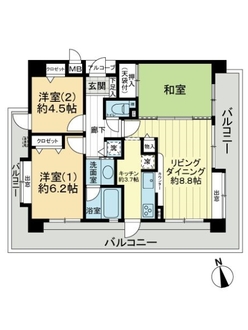 ライオンズヴィアーレ武蔵小金井　弐番館の間取図