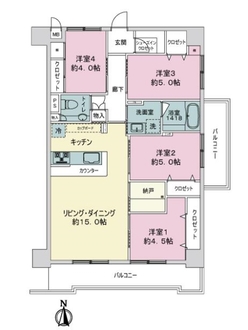 トーカンマンション大島Ａ棟の間取図