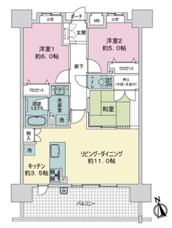 エイリックタウン箱崎公園ファミリア　ＥＡＳＴ棟の間取図