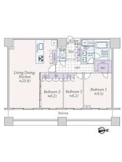 コンシェリア西新宿ＴＯＷＥＲ´Ｓ　ＷＥＳＴの間取図