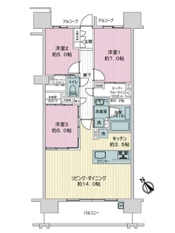 デュオヒルズ植田の間取図