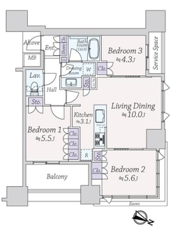 ウエリスタワー京町堀の間取図